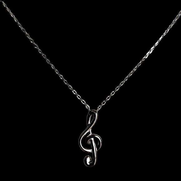 Sterling Silver Treble Clef Necklace - Picture 2 of 8
